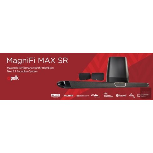 Polk MagniFi MAX SR 5.1 Házimozi hangprojektor rendszer wireless háttérsugárzókkal és mélyládával